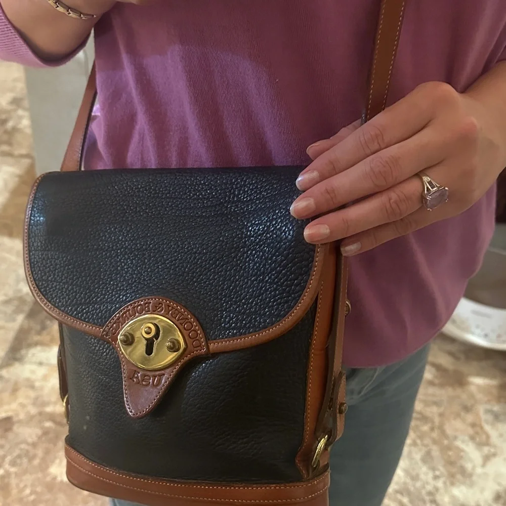 Dooney & Bourke Black and Brown Leather Satchel